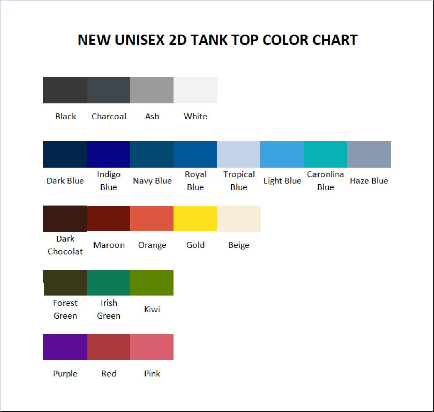 tank top color chart - Gundam Stuff