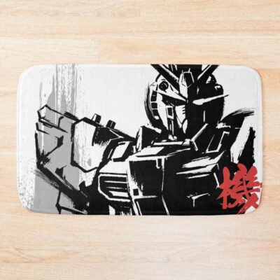 Japanese Sumi E Style Nu Gundam Bath Mat