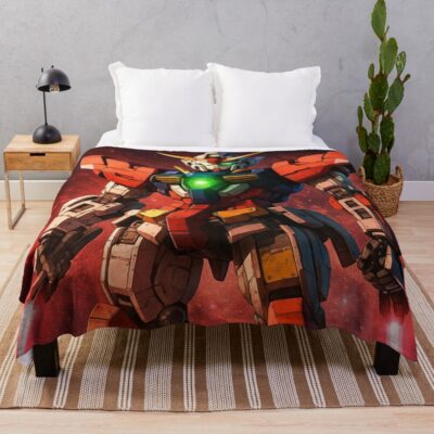 Red Gundam Sword Light Throw Blanket
