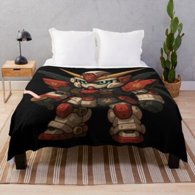 Chibi Mecha Gundam Throw Blanket