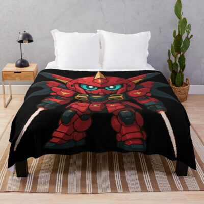 Chibi Gundam Red Throw Blanket