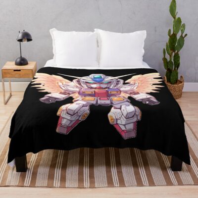 Gundam Chibi Wings Orange Throw Blanket