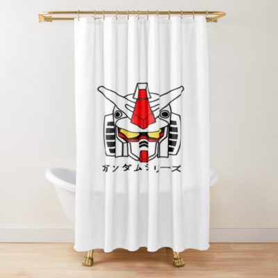 Minimal Gundam Head Shower Curtain