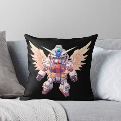Gundam Chibi Wings Orange Throw Pillow