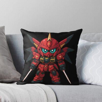 Chibi Gundam Red Throw Pillow