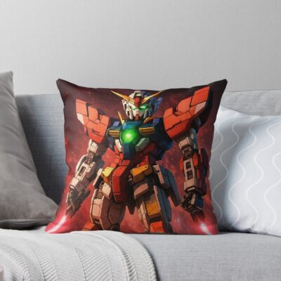 Red Gundam Sword Light Throw Pillow