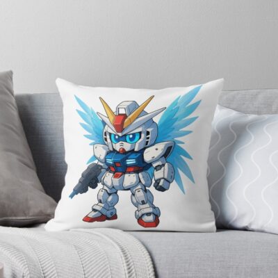 Chibi Gundam Wings Throw Pillow